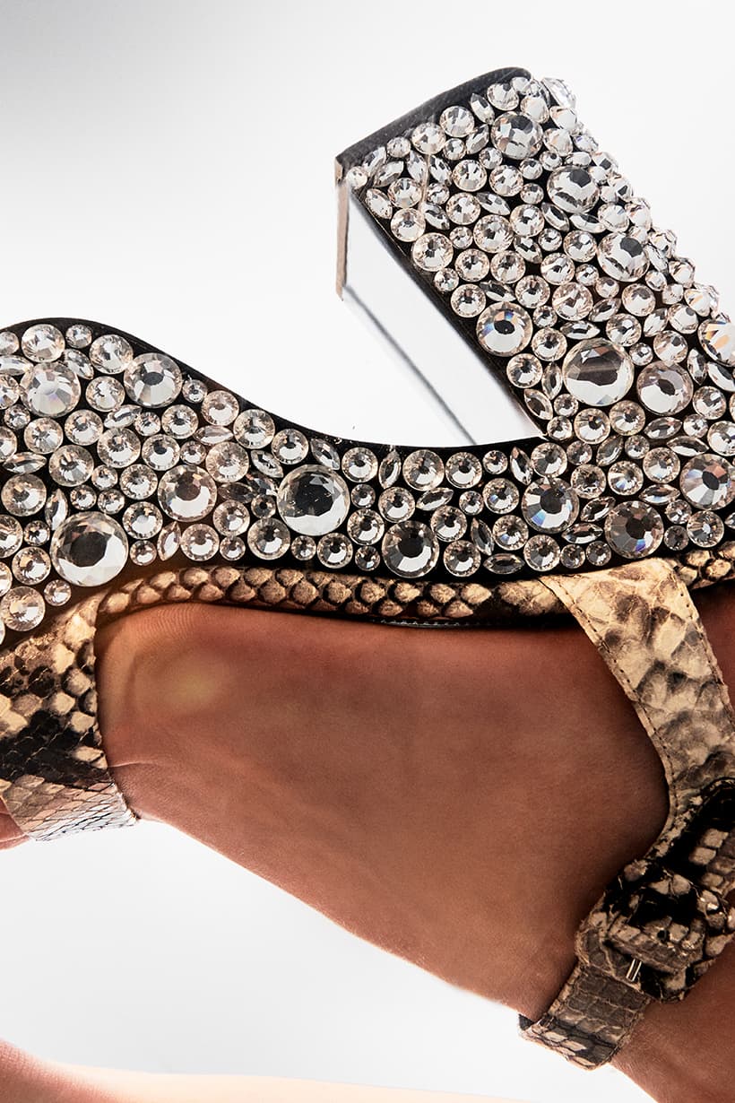 Close-up of Croco Crystal Sandal