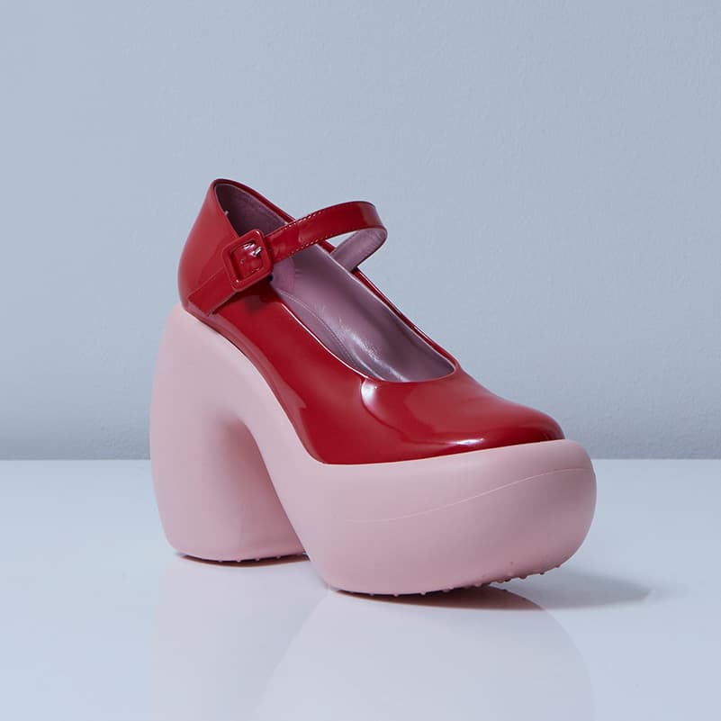 Honey Bubble mary jane in red patent profile