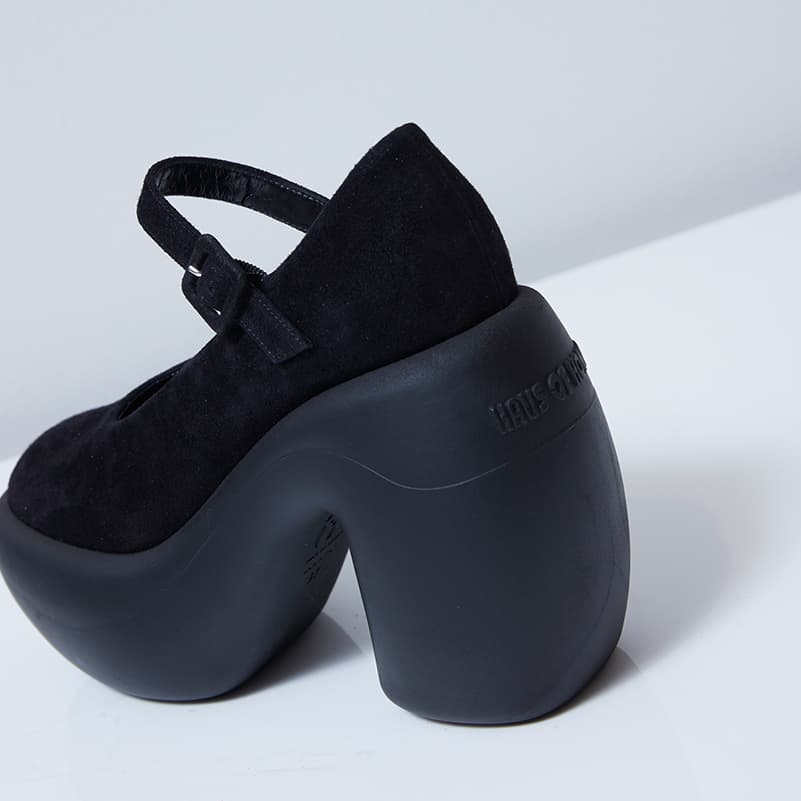 Honey Bubble mary jane suede shoes in black backside