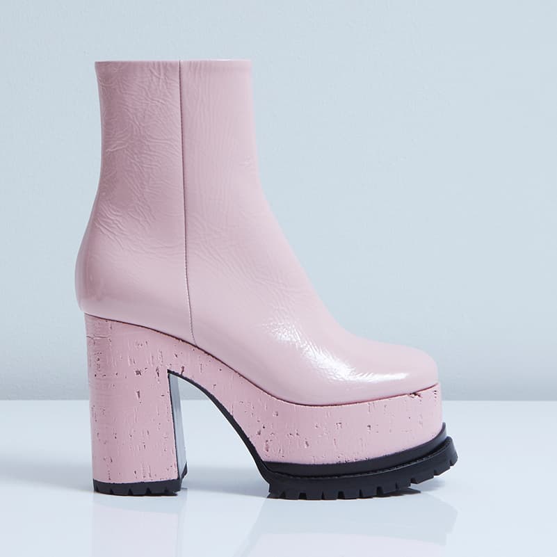 Lacquer Doll ankle boot pink patent profile angle