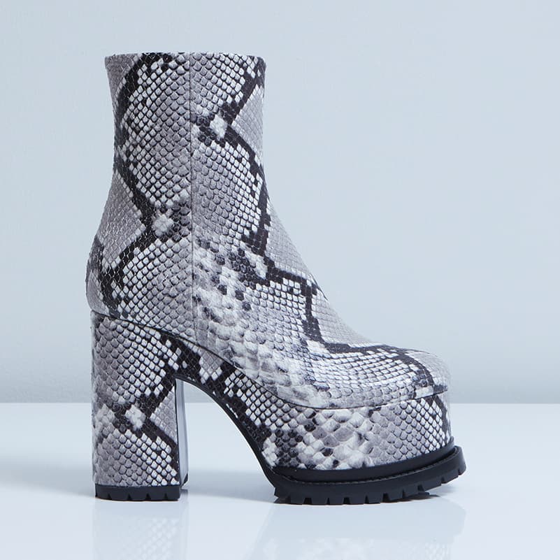 Lacquer Doll ankle boot in python print leather profile angle