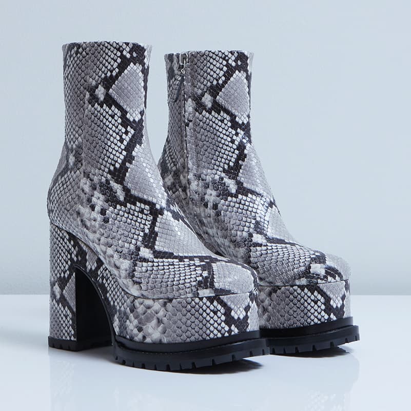 Lacquer Doll ankle boot in python print leather profile angle