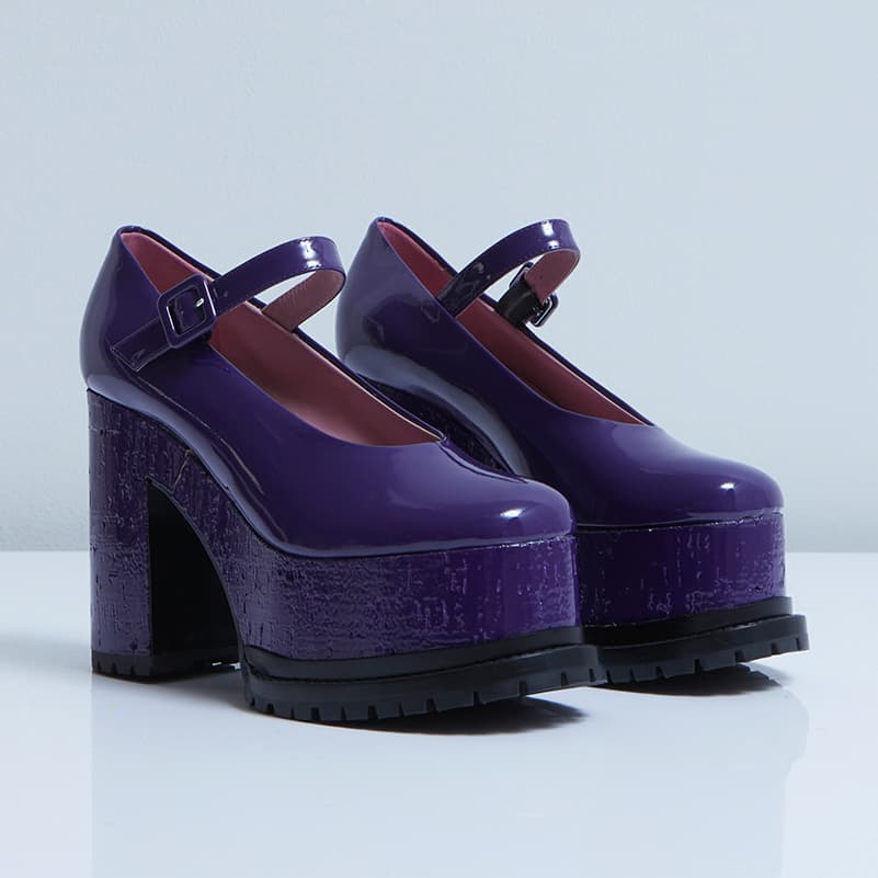 Lacquer Doll mary jane purple patent leather profile angle