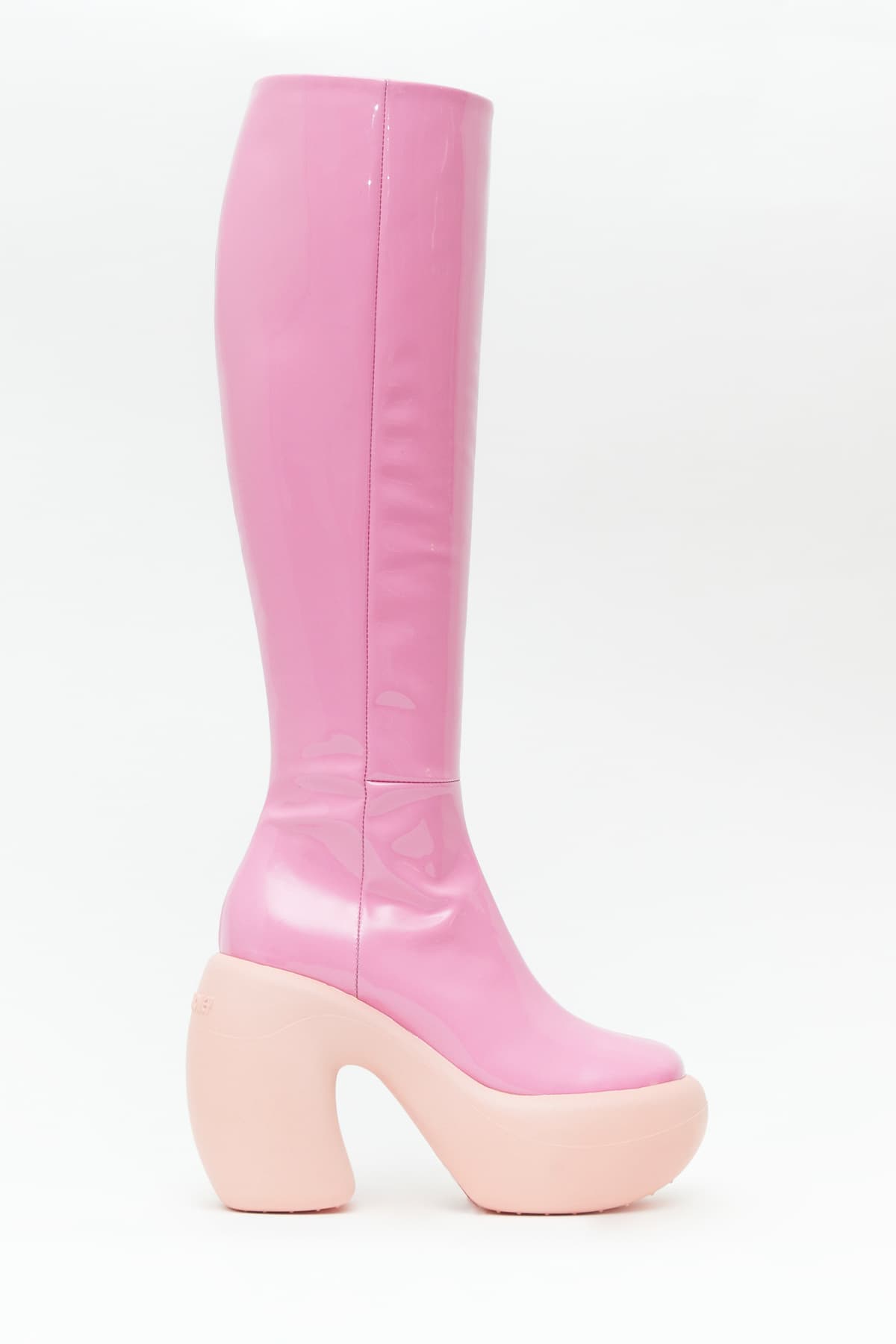 Sideview of Honey Bubble Boot in pink from the Haus of Honey fall-winter 2023-24